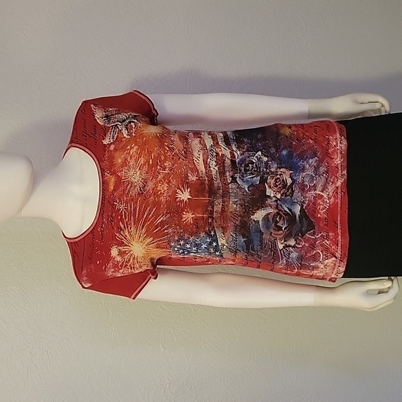 VTG BLUE CANYON Patriotic Fourth of July American Flag Graphic T-shirt - Picture 3 of 9